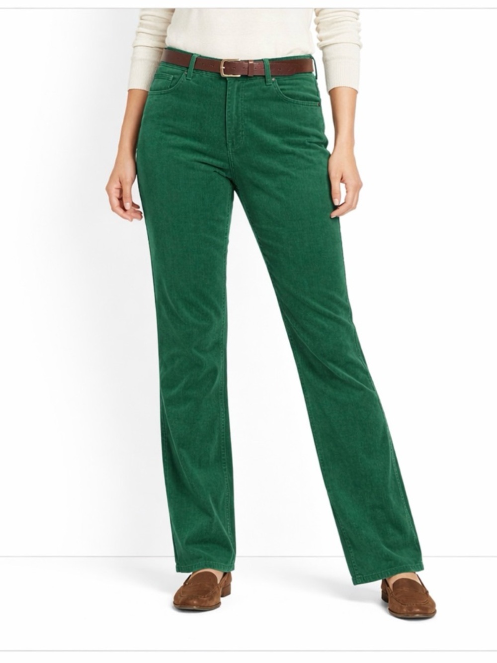 Talbots Heritage Corduroy Pants Green Petite 12P Straight Stretch Women - Picture 3 of 11